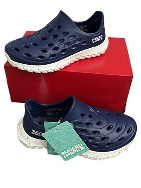 NWT Rugged Shark Rift Slip-On Water Shoes - navy blue - youth size 2